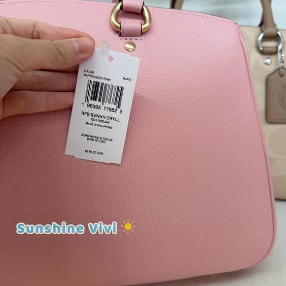 NWT Coach Savannah Leather Carryall Satchel Bag Gold/Powder Pink CAL56 - Picture 3 of 13